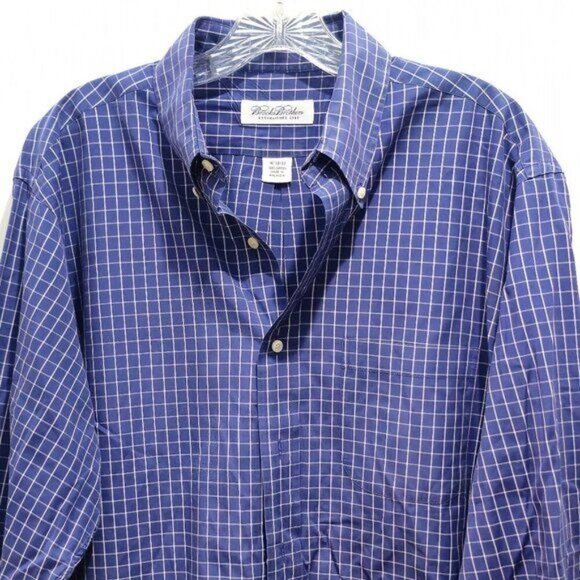 Brooks Brothers Men's Long Sleeve Dress Shirt - Blue Checkered Neck size 16.5 - Picture 1 of 13